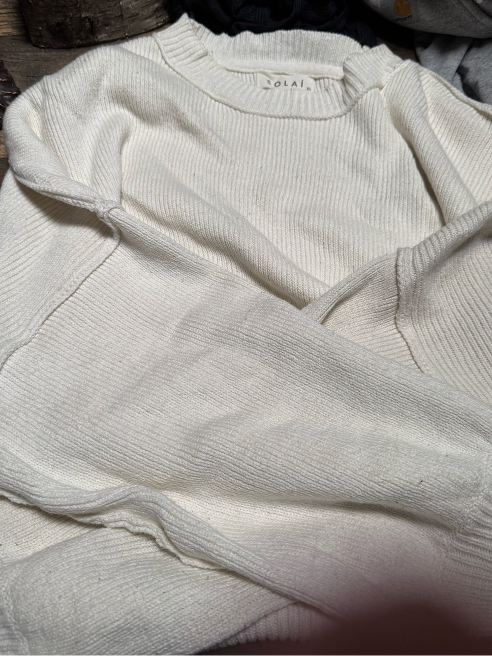 Colai Women's Cream Ribbed Knit Sweater